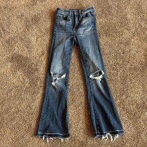 American Eagle Outfitters Flare Jeans in Distressed Blue